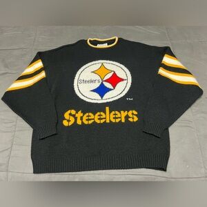 Vintage Pittsburgh Steelers Sweater Men's Large Black Knit Barrel II Acrylic USA